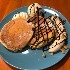 スフレパンケーキ　チョコバナナ　の写真