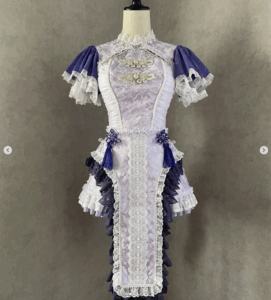 きゅるりんってしてみての中華風のアイドル衣装　紫色　環やね